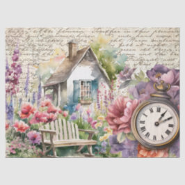 Whimsisches Englisch Hütte House Blume beobachten Seidenpapier
