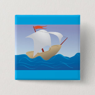 Whimsisches Erdnussboot Minimalistisches Segelschi Button
