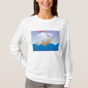 Whimsisches Erdnussboot Minimalistisches Segelschi T-Shirt