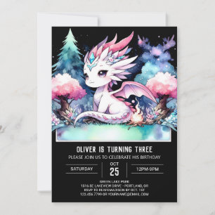 Whimsisches Fantasy Dragon Geburtstag Einladung