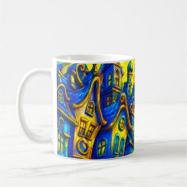 Whimsisches farbiges Haus Kaffeetasse