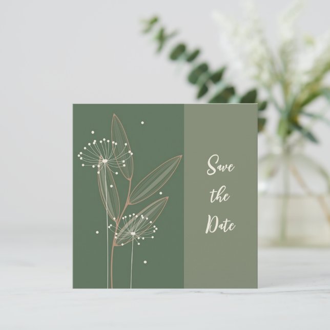 Whimsisches Floral Save the Date (Stehend Vorderseite)