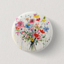 Whimsisches florales, blumiges Abzeichen, Pin, Kno Button