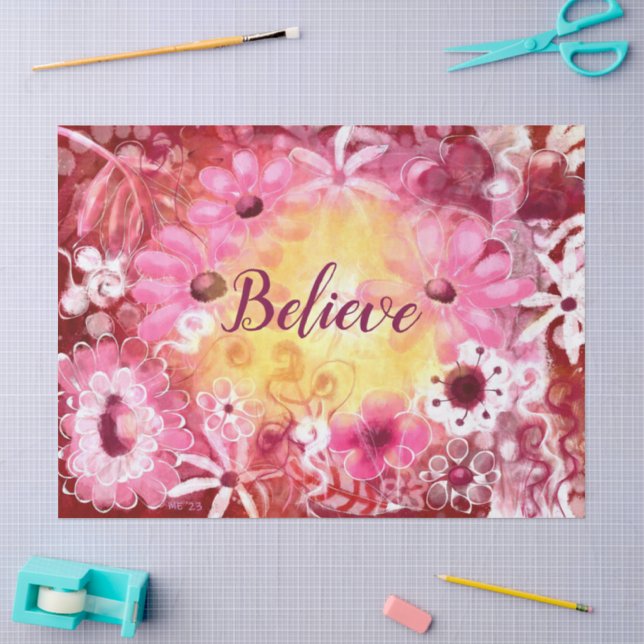 Whimsisches, florales Rosa Blume Decoupage Seidenpapier (Basteln)