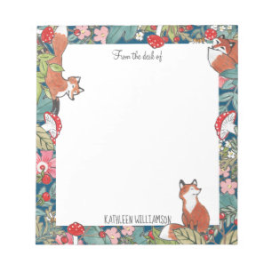 Whimsisches Foxenfutter Mushroom Aquamarin Woodlan Notizblock