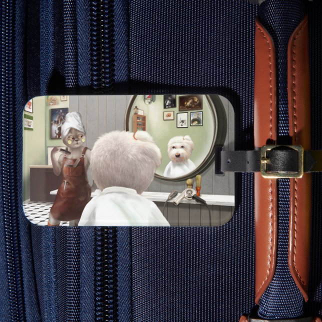 Whimsisches Friseursalon Gepäckanhänger (Vorderseite Insitu 4)