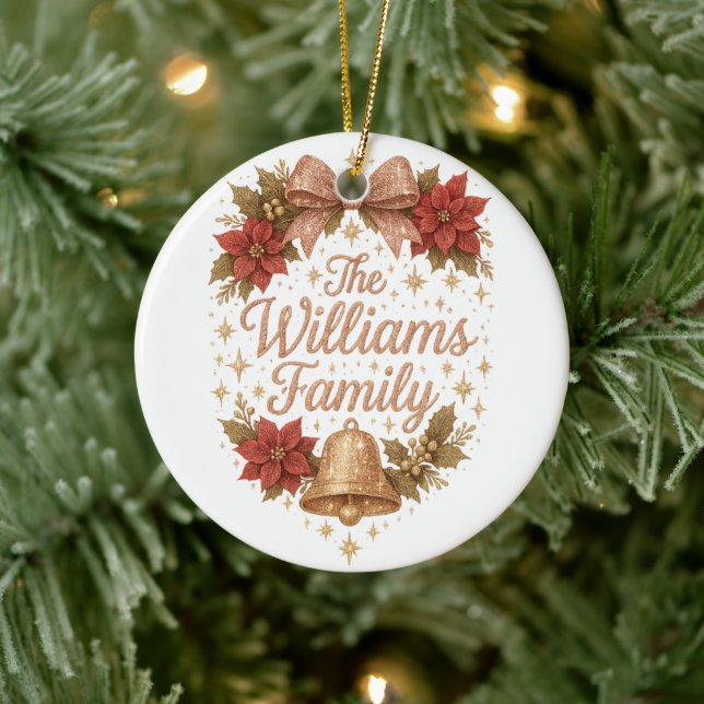 Whimsisches Funkelnd Drehbuch Weihnachten Keramik Ornament (Baum)