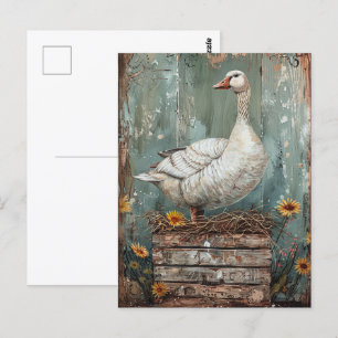Whimsisches Gänse auf einem Nest Postkarte