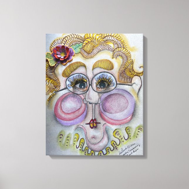 Whimsisches Gesicht auf der Leinwand (Vorderseite)