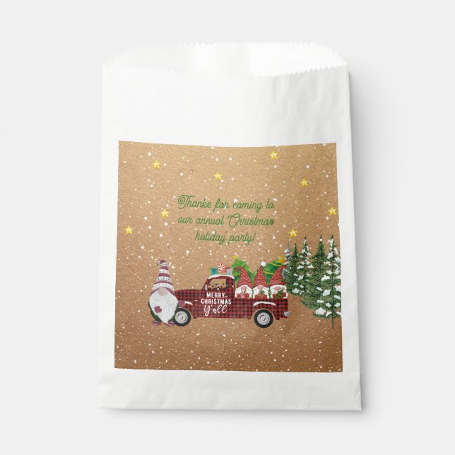 Whimsisches Gnome in Red Truck Weihnachtsgebäck Pa Geschenktütchen (Vorderseite)