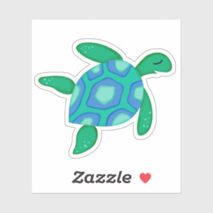 Whimsisches Grünes Meer Schildkröte Aufkleber