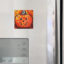Whimsisches Halloween-Jack-O-Lantern Abstrakt Magnet