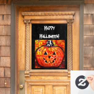 Whimsisches Halloween-Jack-O-Lantern Abstrakt-Oran Fensteraufkleber
