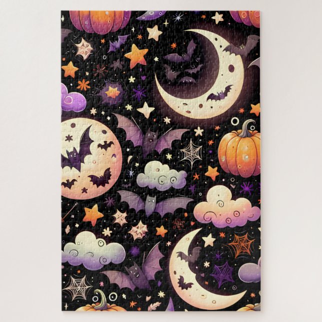 Whimsisches Halloween Night Sky Muster (Vertikal)