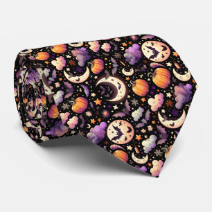 Whimsisches Halloween Night Sky Muster Krawatte