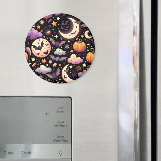 Whimsisches Halloween Night Sky Muster Magnet (In Situ (Kühlschrank))