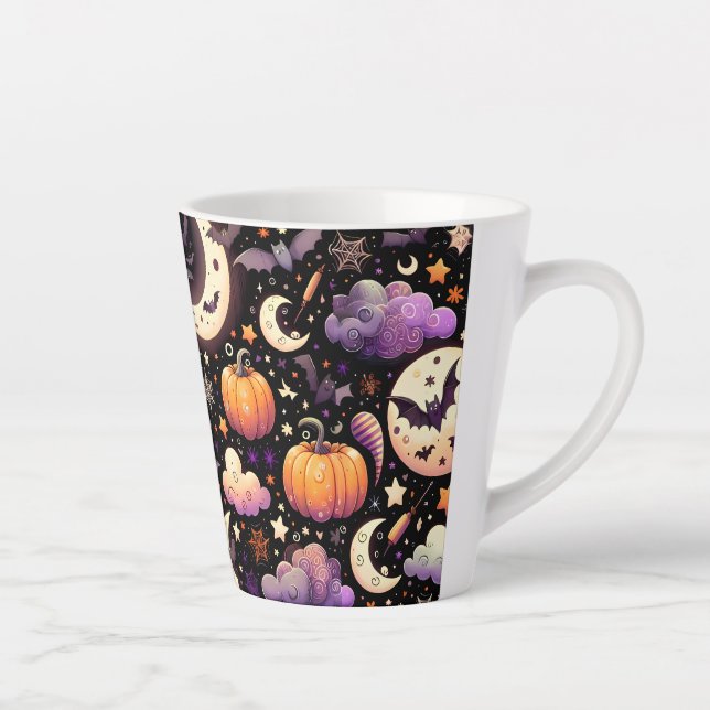 Whimsisches Halloween Night Sky Muster Milchtasse (Rechts)