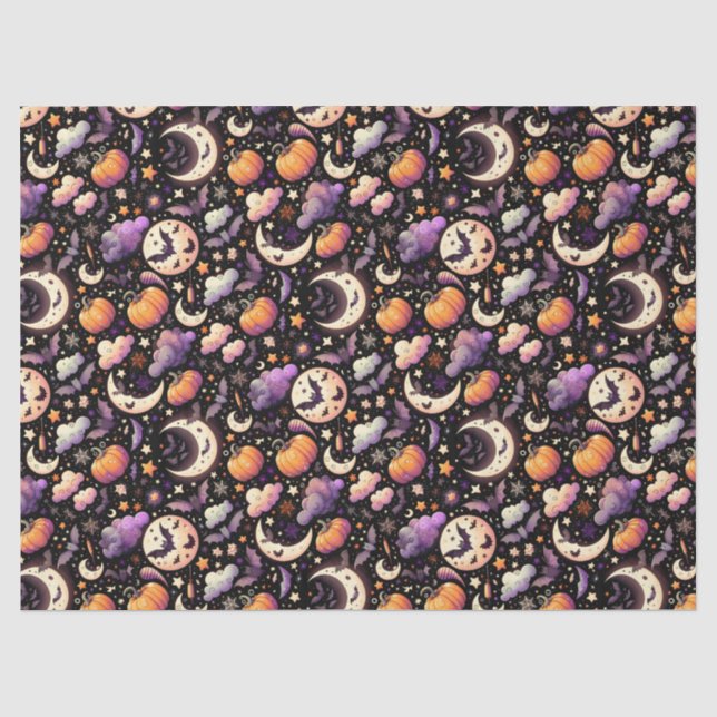 Whimsisches Halloween Night Sky Muster Seidenpapier (Vorderseite)