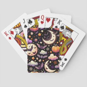 Whimsisches Halloween Night Sky Muster Spielkarten