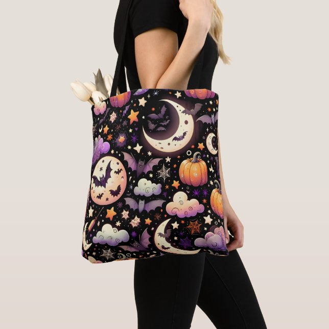 Whimsisches Halloween Night Sky Muster Tasche (Von Nahem)
