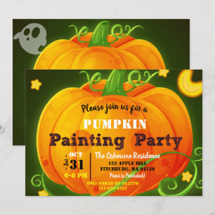 Whimsisches Halloween Pumpkin Carving Spooky Party Einladung