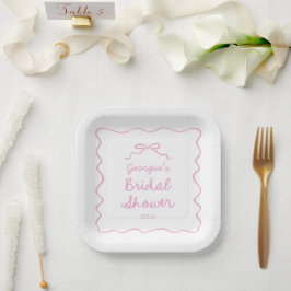 Whimsisches handgezogenes rosa Brautparty Pappteller