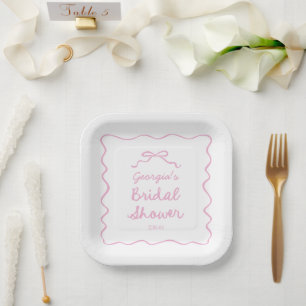 Whimsisches handgezogenes rosa Brautparty Pappteller