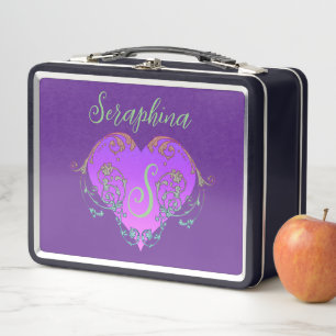 Whimsisches Herz Personalisiert Metall Brotdose