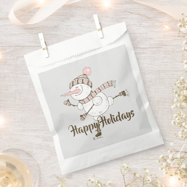 Whimsisches Ice Skaten Snowmen Geschenktütchen (Ausgeschnitten)