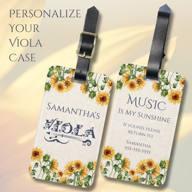 Whimsisches Instrument für Sonnenblumen Gepäckanhänger (Protect your instrument in style and make sure your case stands out in a crowd)