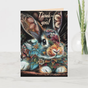 Whimsisches Kaninchen Floral Abstrakt Geburtstag Karte