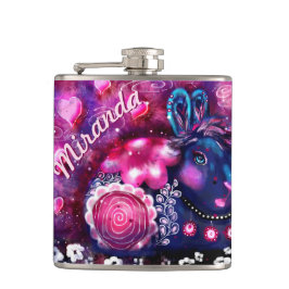 Whimsisches Kaninchen "Glamour Bunny" Pink Lila Flachmann