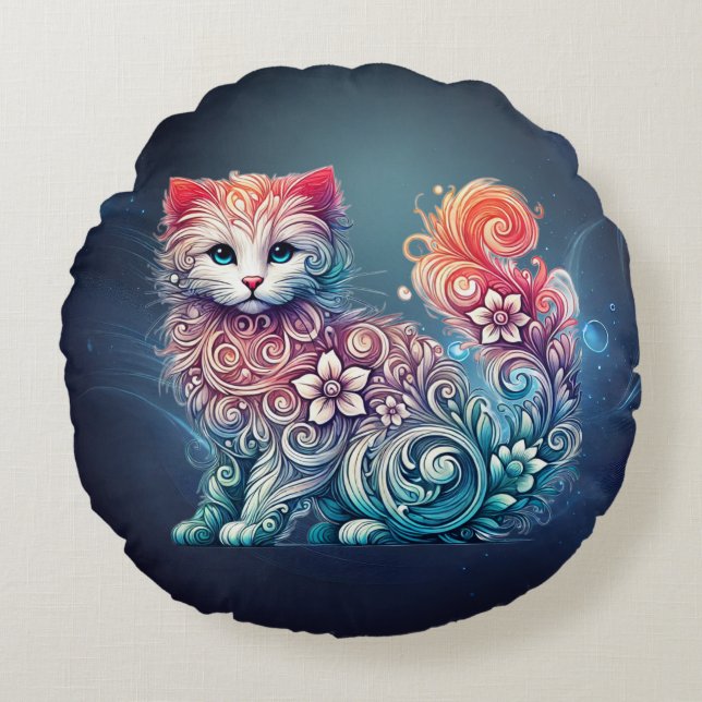 Whimsisches Kissen Wasserfarbe (Vorderseite)