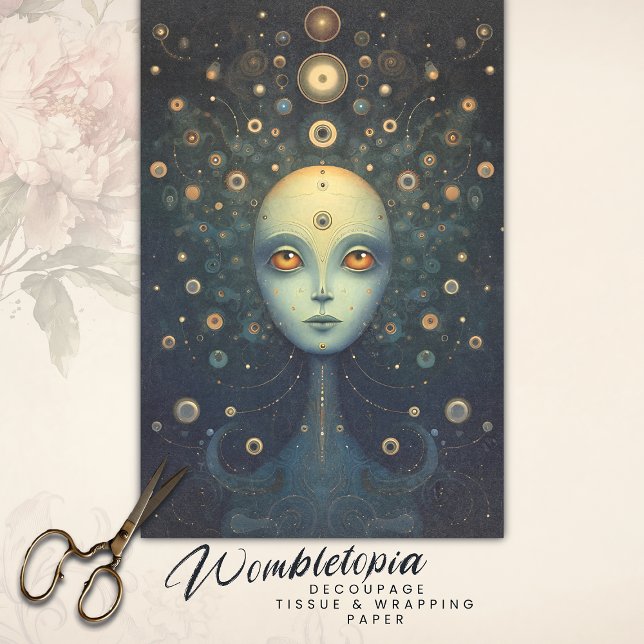 Whimsisches kosmisches Gold Goddess Fantasy Dekoup Seidenpapier (Von Creator hochgeladen)