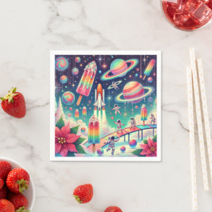 Whimsisches kosmisches Poinsettia Spielplatz Décou Serviette