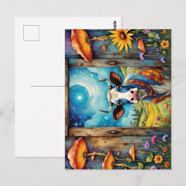 Whimsisches Kuh Dreamscape Postkarte (Vorne/Hinten)