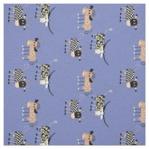 Whimsisches Kuhmuster auf blau Stoff