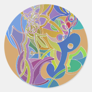 Whimsisches Kunstwerk Runder Aufkleber