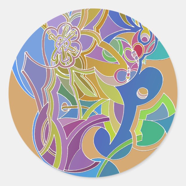 Whimsisches Kunstwerk Runder Aufkleber (Vorderseite)