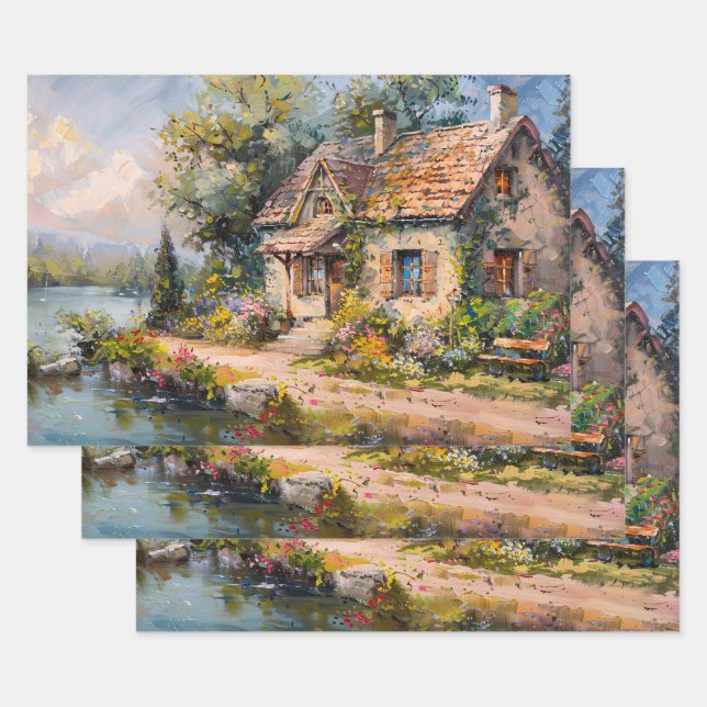 Whimsisches Küstenmeer-Hütte - Kernaussage Geschenkpapier Set (Set)