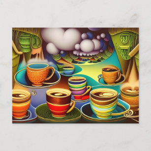 Whimsisches Land der Kaffeekuppen Postkarte