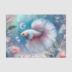 Whimsisches, leicht rosa Betta Fisch Dekoupage Seidenpapier