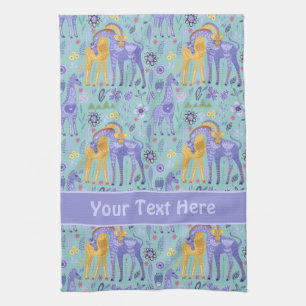 Whimsisches Lila Aquamarines Giraffenmuster Geschirrtuch