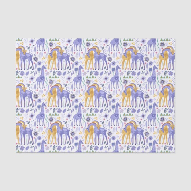 Whimsisches Lila Aquamarines Giraffenmuster Seidenpapier (Vorderseite)