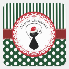 Whimsisches lustiges Weihnachtskatzenmuster Quadratischer Aufkleber