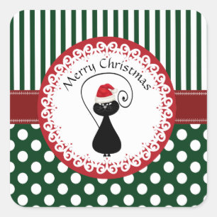 Whimsisches lustiges Weihnachtskatzenmuster Quadratischer Aufkleber