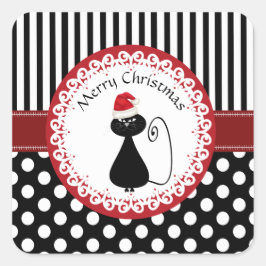 Whimsisches lustiges Weihnachtskatzenmuster Quadratischer Aufkleber