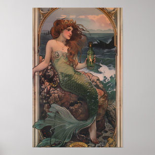 Whimsisches Meerjunggebäck mit Gin Flasche - Fanta Poster