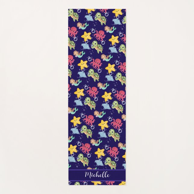 Whimsisches Mermaid-Wachtagsparty Yogamatte (Vorderseite)