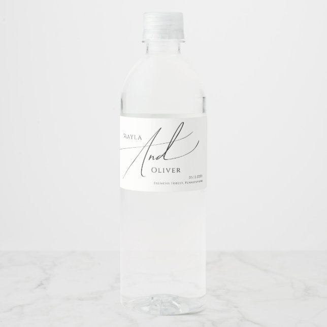Whimsisches Minimalistisches Script Wasserflasche- (Vorderseite)